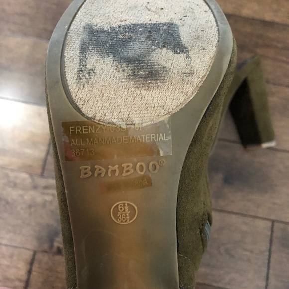 SOLD!! Faux suede green open toe booties - Picture 7 of 11